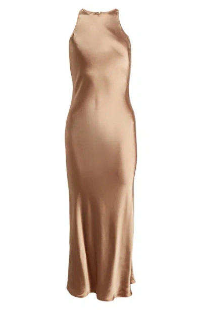 & Other Stories Sleeveless Satin Midi Dress In Dark Beige | ModeSens
