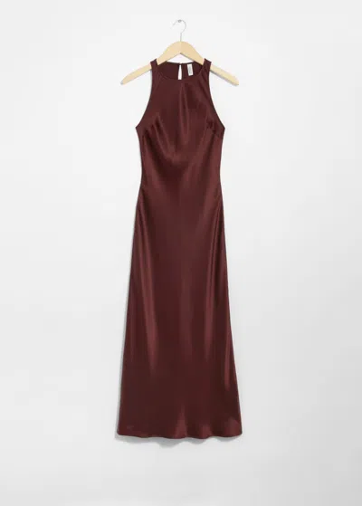 & Other Stories Sleeveless Satin Midi Dress In Red