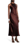 & Other Stories Sleeveless Satin Midi Dress In Red Dark