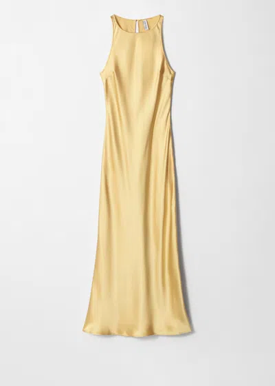 & Other Stories Sleeveless Satin Midi Dress In Yellow