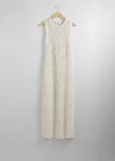 & Other Stories Sleeveless Silk-blend Midi Dress In Beige
