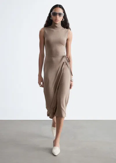 & Other Stories Sleeveless Turtleneck Midi Dress In Brown