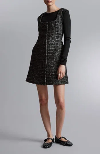 & Other Stories Sleeveless Tweed Dress In Black Dark