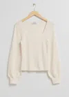 & Other Stories Slim-fit Soft Knit Top In White