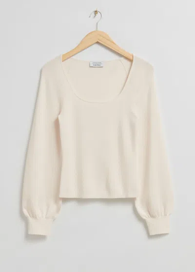 & Other Stories Slim-fit Soft Knit Top In White