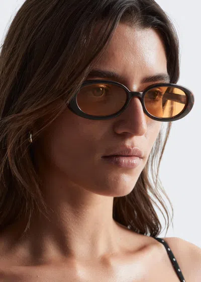 & Other Stories Slim Oval-frame Sunglasses In Brown