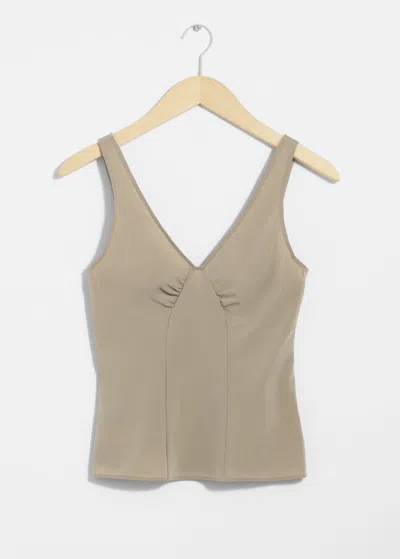 & Other Stories Slim V-neck Top In Rust