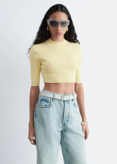 & Other Stories Slim-fit Cropped T-shirt In Yellow