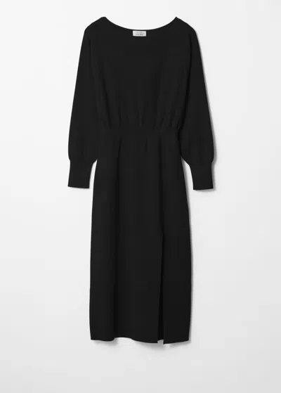 & Other Stories Slit-detailed Midi Dress In Black