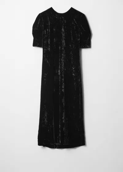 & Other Stories Slit-detailed Velvet Midi Dress In Black