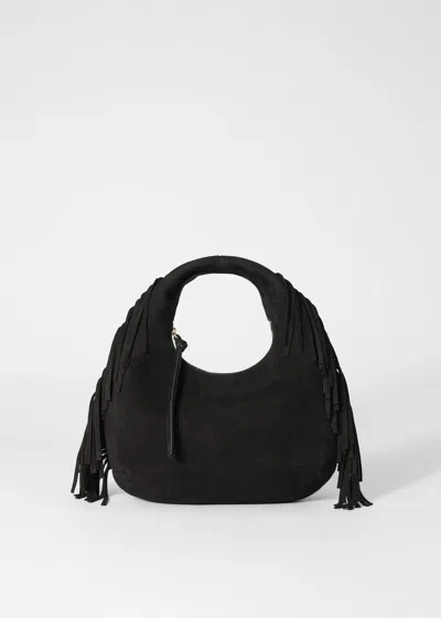 & Other Stories Small Fringed Suede Bag In Black