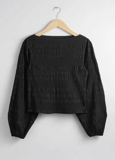& Other Stories Smocked Blouse In Black