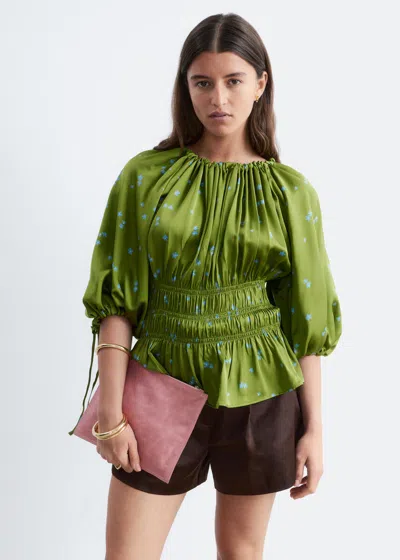 & Other Stories Smocked Blouse In Green