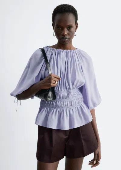 & Other Stories Smocked Blouse In Purple