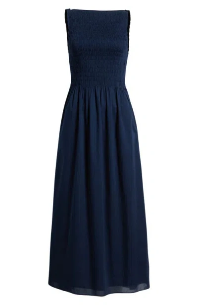 & Other Stories Smocked Cotton Maxi Sundress In Blue