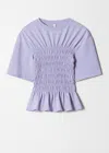 & Other Stories Smocked Crewneck Top In Purple