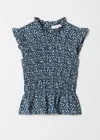 & Other Stories Smocked Frill Top In Blue