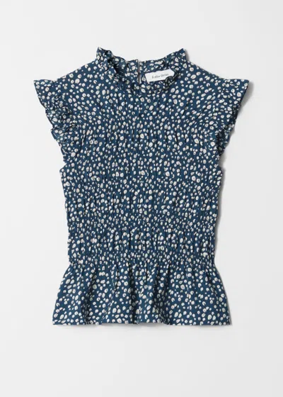 & Other Stories Smocked Frill Top In Blue