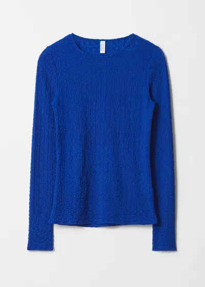 & Other Stories Smocked Long-sleeve Top In Blue