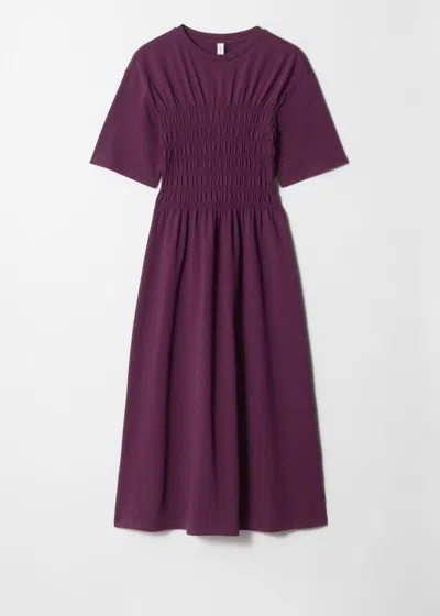 & Other Stories Smocked Midi Dress In Purple
