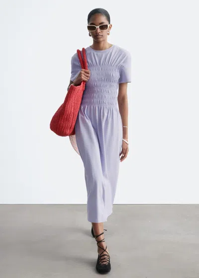 & Other Stories Smocked Midi Dress In Purple