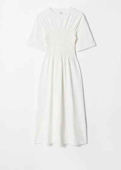 & Other Stories Smocked Midi Dress In White