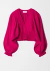 & Other Stories Smocked Puff-sleeve Blouse In Pink