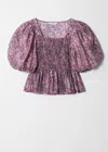 & Other Stories Smocked Puff-sleeve Blouse In Pink
