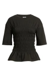 & Other Stories Smocked Top In Black