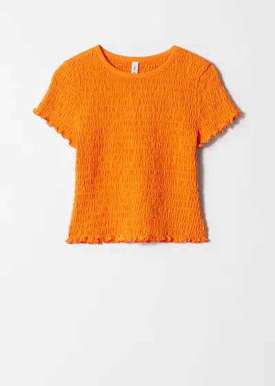 & Other Stories Smocked T-shirt In Orange