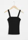 Shop & Other Stories Square-neck Knit Top In Black