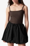& Other Stories Square Neck Stretch Cotton Camisole In Black