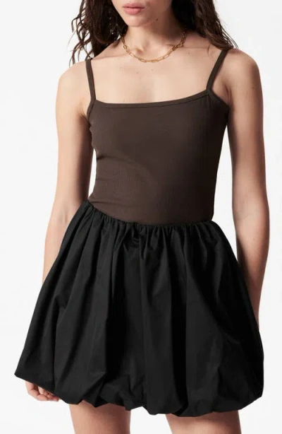 & Other Stories Square Neck Stretch Cotton Camisole In Black