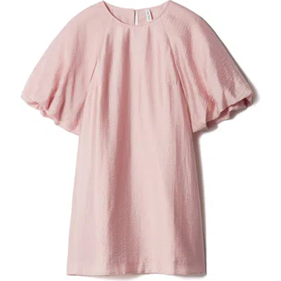 & Other Stories St Cooper Puff Sleeve Hammered Satin Dress In Pink