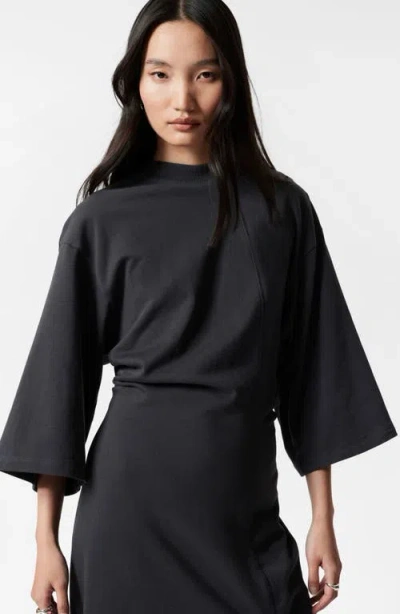 & Other Stories St. Elton Mock Neck Midi Dress In Black Dark