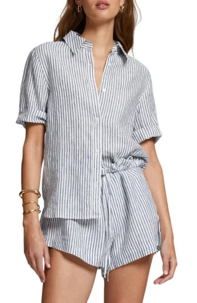 & Other Stories St. Marwa Stripe Button-up Linen Shirt In Blue