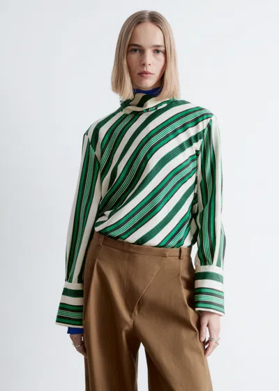 & Other Stories Stand Collar Silk Blouse In Multi