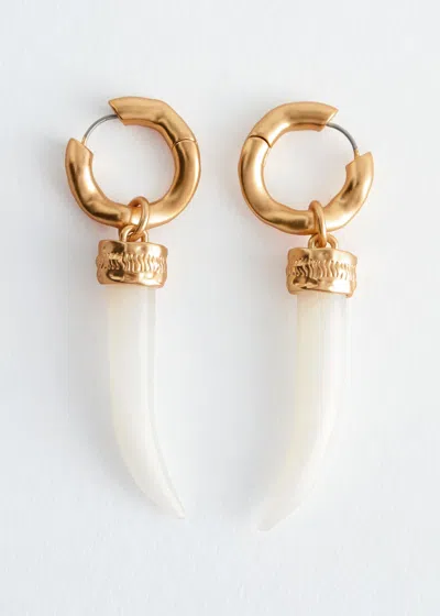 & Other Stories Stone Charm Hoop Earrings In Gold