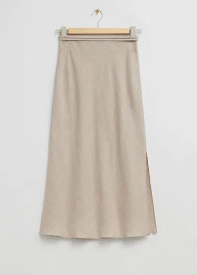 & Other Stories Strap Detail Linen Midi Skirt In Beige