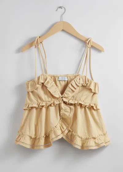 & Other Stories Strappy Bustier Frill Top In Beige