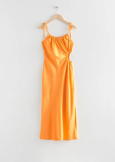 & Other Stories Strappy Cut-out Midi Dress In Yellow