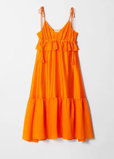 & Other Stories Strappy Midi Dress In Orange