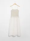 & Other Stories Strappy Smocked Midi Dress In White
