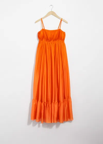 & Other Stories Strappy Tiered Midi Dress In Orange