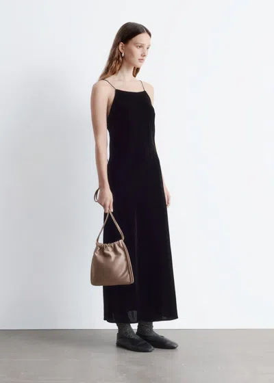 & Other Stories Strappy Velvet Midi Dress In Black
