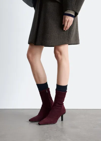 & Other Stories Stretch-leather Ankle Boots In Red