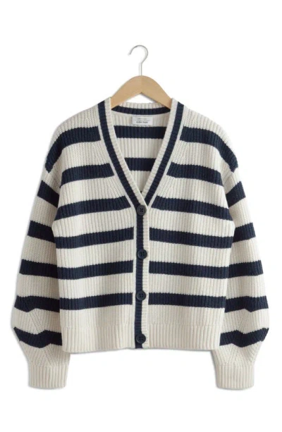 & Other Stories Stripe Cardigan In White/ Navy Stripes