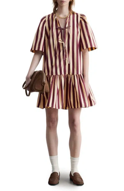& Other Stories Stripe Cotton Dress In Red