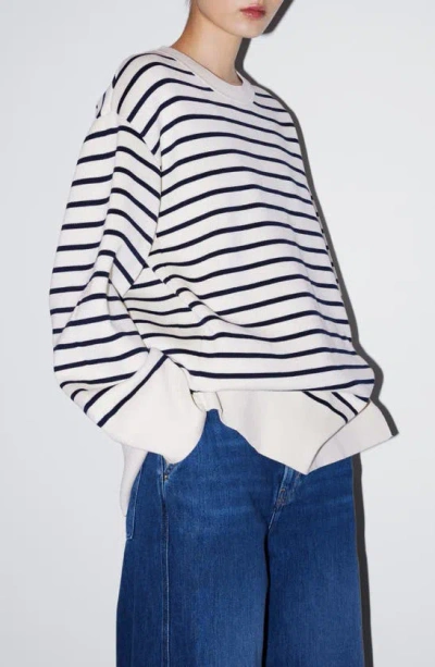 & Other Stories Stripe Jumper In White Dusty Light