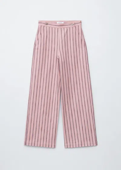 & Other Stories Striped Cotton Trousers In Pink